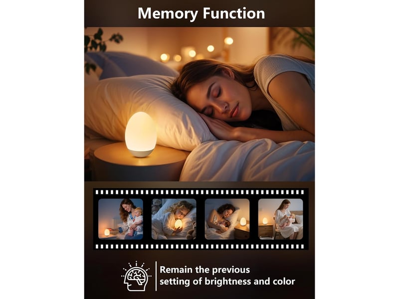 Veilleuse œuf pour bébé, rechargeable, tactile, dimmable, lumière chaude et rgb, pour chambre d’enfant et nuit - Conforama E