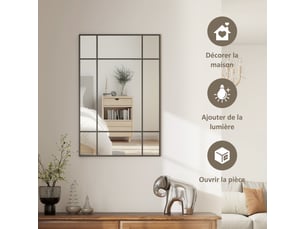 Miroir rectangulaire à fixer coloris noir <strong></strong>  <strong></strong> - 90 cm x 90 cm