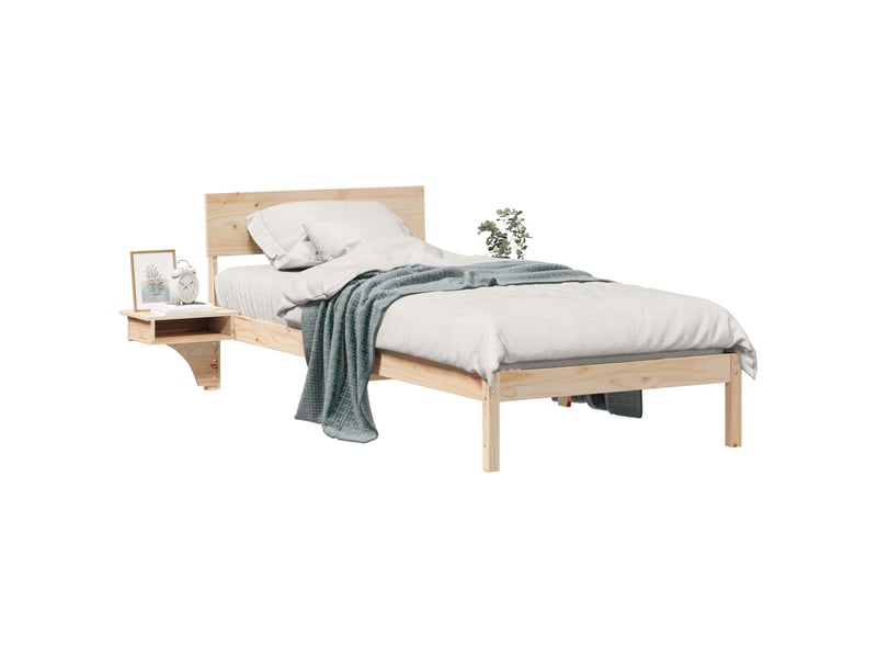  Lit simple- lit adulte -  cadre de lit avec tête de lit marron 80 x 200 cm pin massif  - Conforama A