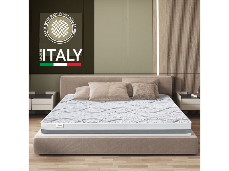  The white stone matelas 150x200 cm fermeté moyenne | hauteur 20 cm | tissu hypoallergénique et respirant | propriétés ergonomiques et auto‑modelantes | fabriqué en italie  - Conforama C