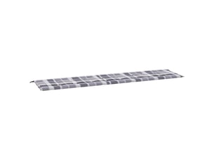 Coussin de banc de jardin, coussin d'assise motif à carreaux gris 200x50x3 cm cf52743