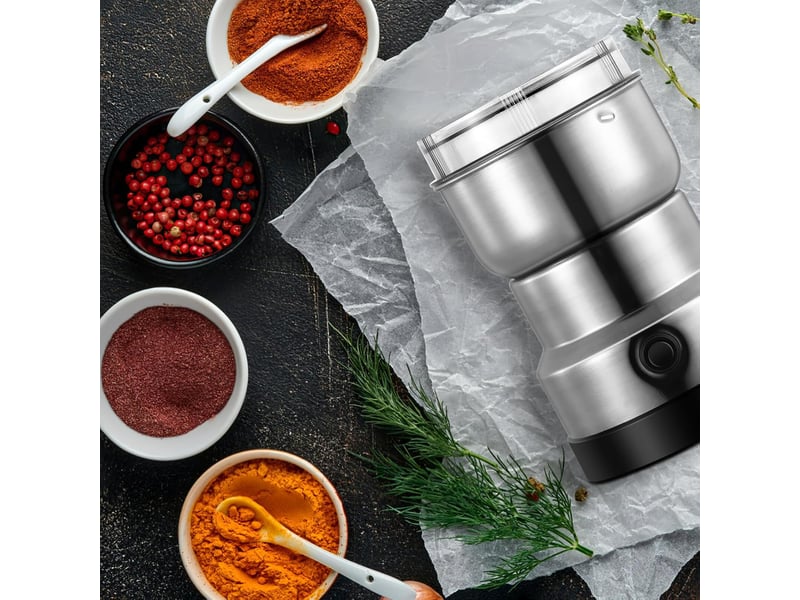  Moulin à grains, multifonctionnel, moulin à grains 150 w, moulin en acier inoxydable, petit récipient en poudre de café, broyeur domestique  - Conforama D