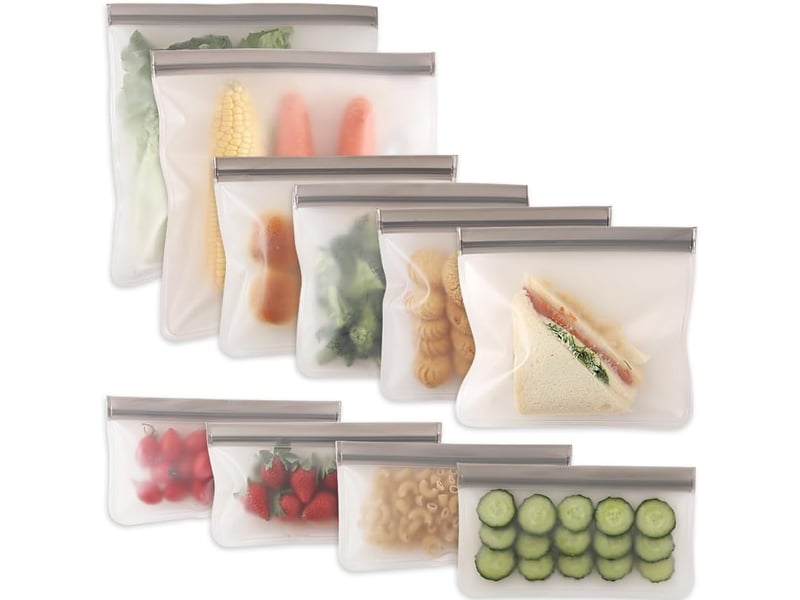  Sacs de conservation des aliments en silicone – sacs de congélation, fermetures éclair étanches  - Conforama A
