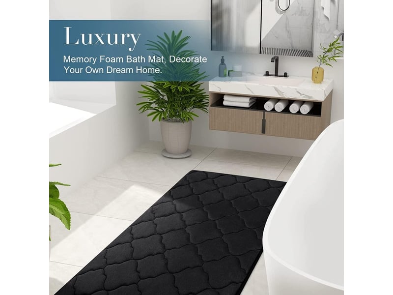  Tapis de bain antiderapant,tapis salle de bain en mousse à mémoire douce, absorbant,lavable en machine - 40 x 60 cm, gris  - Conforama C