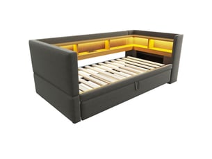 Lit simple 90x190 cm    coloris gris
