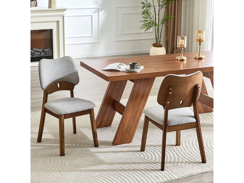  Chaise de cuisine 2 chaises design moderne dossier papillon assise rembourrée bois  - Conforama B