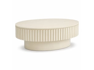 Table basse ovale coloris beige   - 60 cmx98 cm