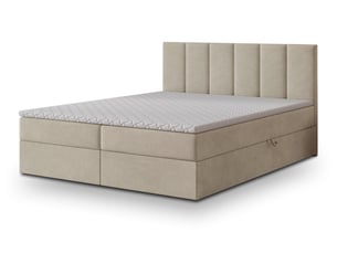 Lit avec rangement 140x200 cm <strong>MASSENO</strong> <strong></strong> coloris beige
