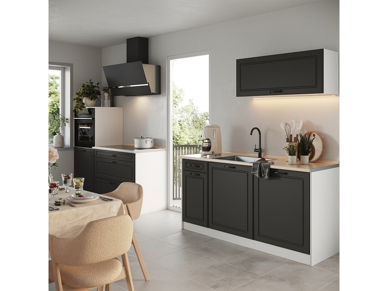  Vicco cuisine, anthracite campagneblanc, 160cm plan de travail marbre  - Conforama C