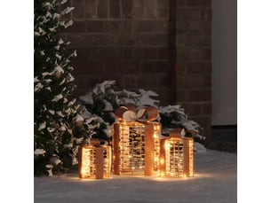 Décoration de boîte cadeau 3 pc blanc chaud 20 x 20 x 20 cm pet cf61904