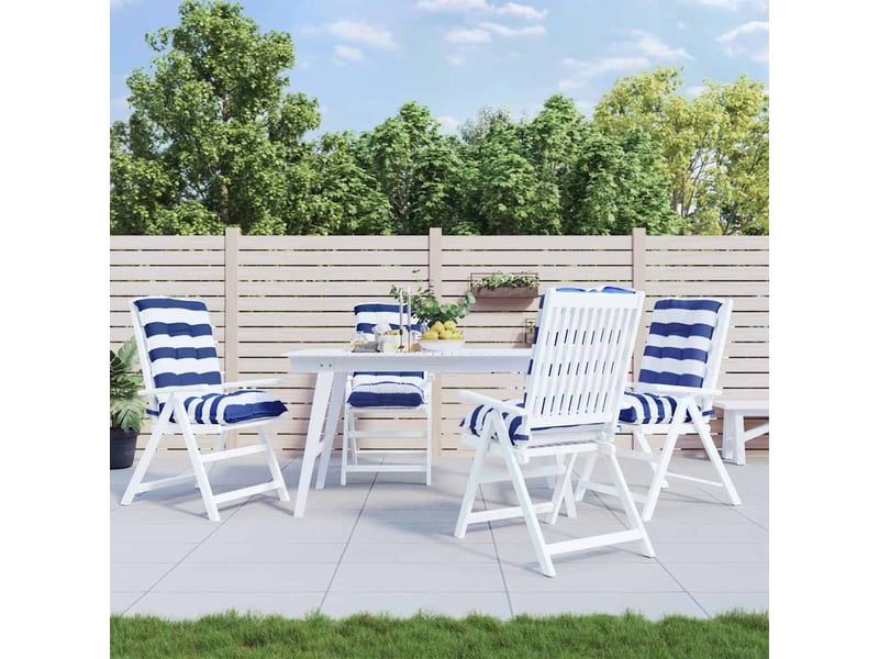 Lot de 4 coussins d'extérieur, coussins de chaise tissu rayé bleu et blanc cf56424 - Conforama B