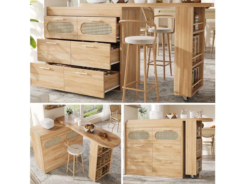  Table de bar pivotante 360° mdf naturelle  - Conforama C