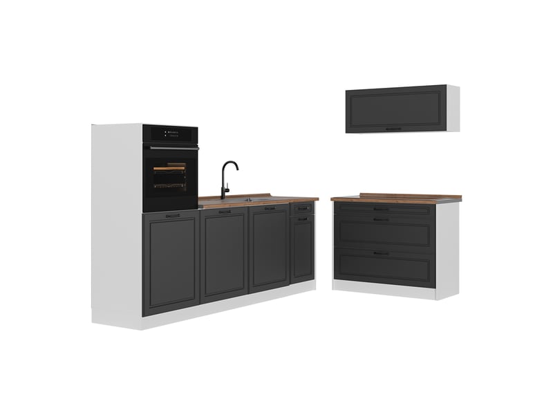 Vicco cuisine, anthracite campagneblanc, 220cm plan de travail chêne doré - Conforama A