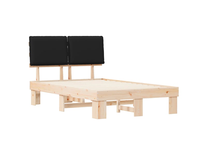  Lit double- lit adulte -  cadre de lit avec tête de lit rembourrée noir 120 x 200 cm  - Conforama C