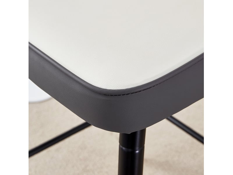  Tabouret de bar lot de 2 avec dossier ergonomique et repose-pieds, en pu et métal, blanc et gris  - Conforama E