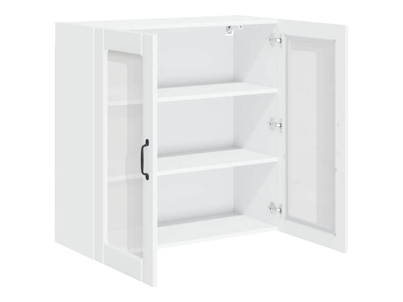 Meuble mural de cuisine, cabinet en verre mural blanc brillant 80x31x80cm shl3965 - Conforama E