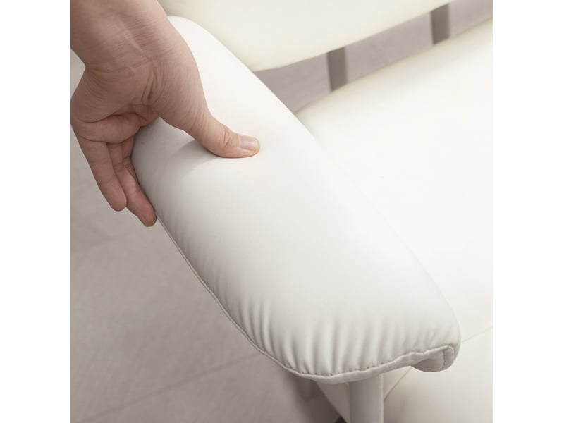 Palanot chaise de bureau réglable pivotante à roulettes en simili cuir blanc - Conforama D