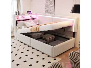 Lit banquette 90x200 cm <strong></strong> <strong></strong> coloris beige