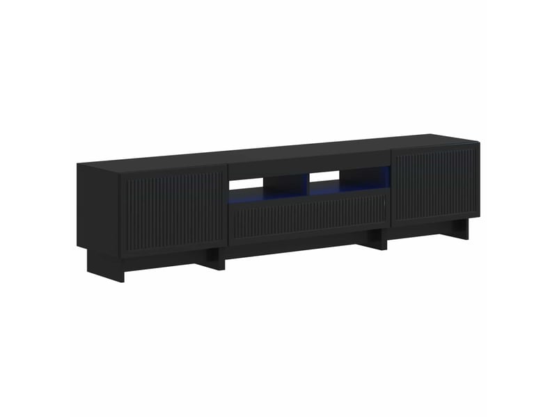  Meuble tv - banc tv - meuble de rangement led 5 pièces noir bois d'ingénierie  - Conforama A