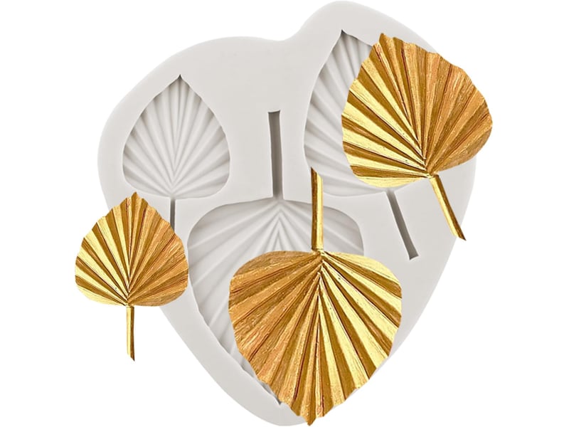  Moules en silicone feuilles de palmier éventail moules en argile 3d feuille de palmier pralines moules à bonbons pour décorer les gâteaux cupcake pâte  - Conforama A