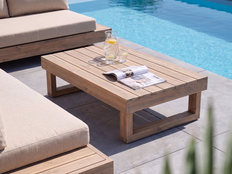  Table basse de jardin marettimo 60 cm 110 cm bois d'acacia certifié marron clair  - Conforama B