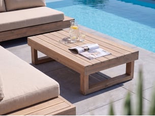 Table basse de jardin marettimo 60 cm 110 cm bois d'acacia certifié marron clair