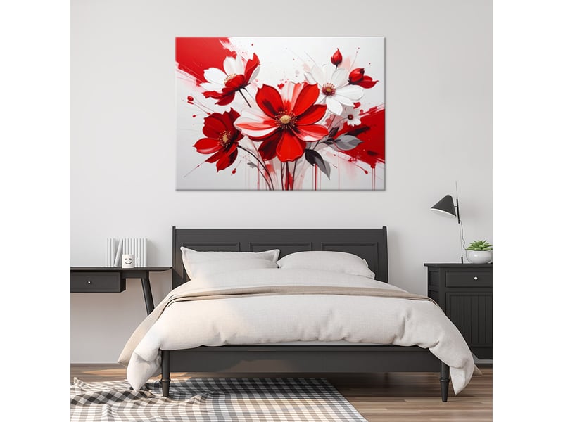  Tableau moderne, fleurs rouges dans une composition expressive et moderne 90x60 1328140554 - Conforama B