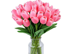 15 tulipes artificielles roses de 14 pouces, décoration florale pour printemps, saint-valentin ou pâques