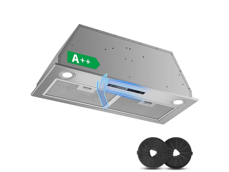  Hotte aspirante encastrable 72 cm, 400 m³h, 3 vitesses avec booster, commande tactile et gestuelle, évacuation ou recyclage  - Conforama A