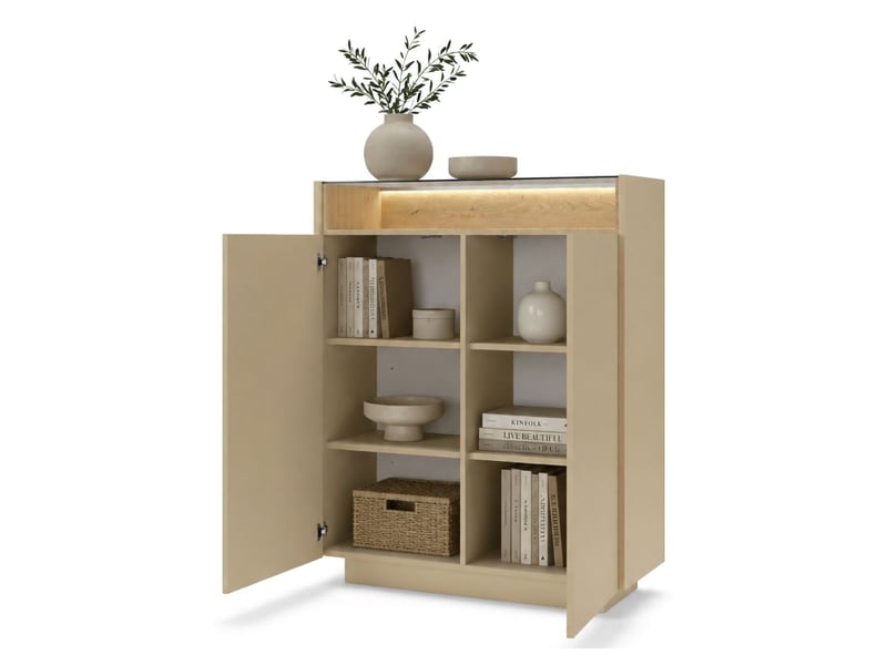  Buffet halane, enfilade 4 étagères, 103x40x119h cm beige Halane - Conforama A