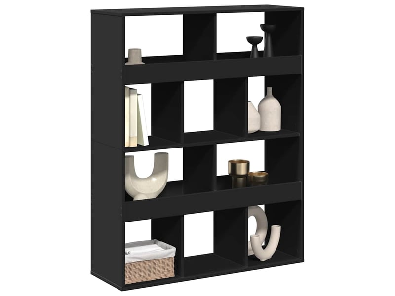  Cloison bibliothèque, meuble de rangement noir 100x33x125,5 cm bois d'ingénierie  - Conforama C
