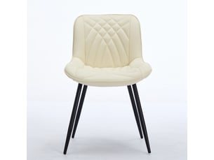 Lot de 2 chaises de salle à manger - 50x47x77cm - chaises capitonnées en tissu rembourré pieds métal noir - beige