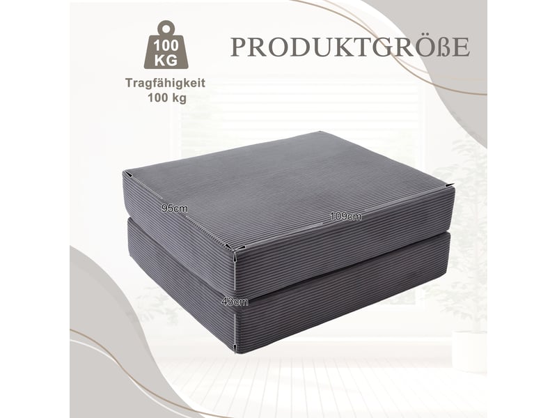  Pouf convertible en velours côtelé, fauteuil pliable modulable, assise mousse confortable  - Conforama C
