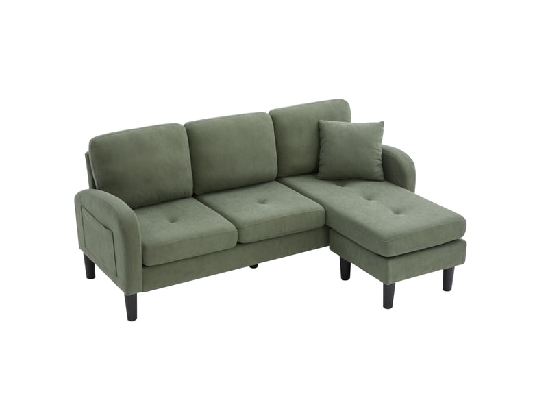  Canapé d'angle réversible 3 places 166 cm en velours côtelé vert, méridienne modulable Fay Lum - Conforama A