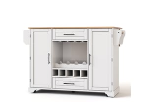 Desserte de cuisine 138x70x92 cm plateau rabattable mdf blanc et naturel
