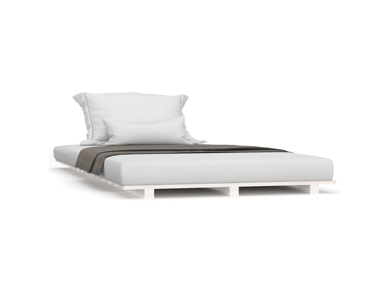  Lit simple- lit adulte -  cadre de lit sans matelas blanc 90x200 cm bois de pin massif  - Conforama A