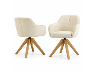 Lot de 2 chaises de salle à manger,58x46x82 cm,pivotantes 360°,tissu,beige