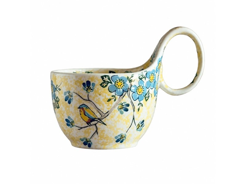  Mug et cuillère en céramique, anse galbée, motif ombres, 450 ml  - Conforama A