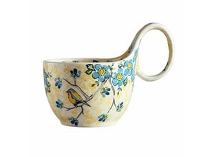Mug et cuillère en céramique, anse galbée, motif ombres, 450 ml