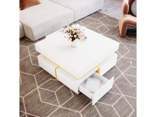 Table basse carré(e) coloris blanc - 70 cmx70 cm