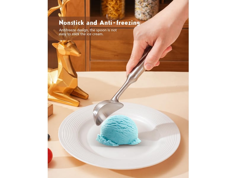 Cuillere a glace professionnelle, antiadhésive antigel cuillère à glace, un design en acier inoxydable intégré, robuste et facile à nettoyer - Conforama C