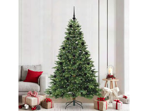 Sapin de noël artificiel, arbre de noël avec 300 led vert 210 cm pe et pvc shl4105