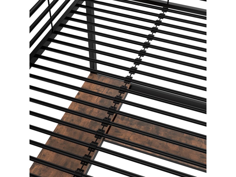Lit mezzanine 90x200 cm en métal avec bureau intégré, éclairage led, ports usb et usb-c - noir - Conforama E