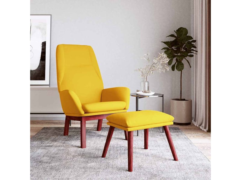  Vidaxl chaise de relaxation avec repose-pied jaune moutarde tissu  - Conforama B