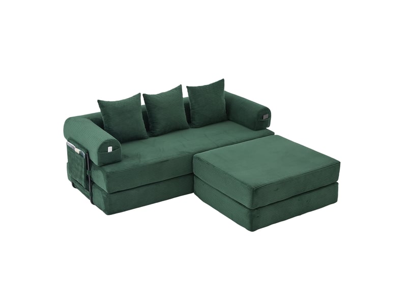 Canapé d'angle réversible fixe 3 places tissu vert canapé compressible - Conforama A