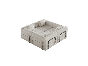 Canapé convertible 4 places 183.8x91.4x69.8 cm rangement d'accoudoir kaki