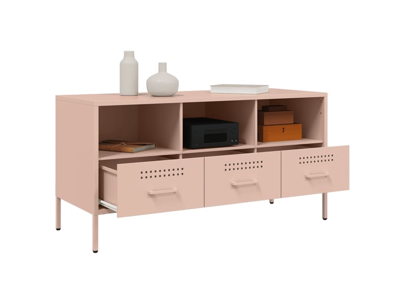  Meuble tv - banc tv - meuble de rangement rose 100,5x39x50,5 cm acier  - Conforama E