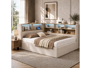 Lit banquette 140x200 cm <strong></strong>  <strong></strong> coloris beige