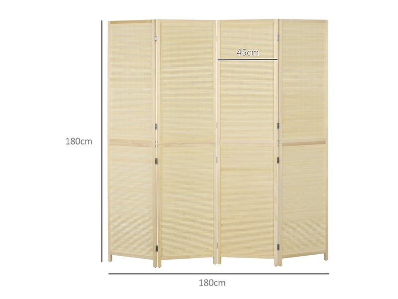  Paravent d'intérieur pliable à 4 panneaux en bambou et rotin, 180x1,6x180 cm  - Conforama E