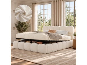 Lit coffre 200x200 cm <strong>OOIILLEE</strong>  <strong></strong> coloris blanc